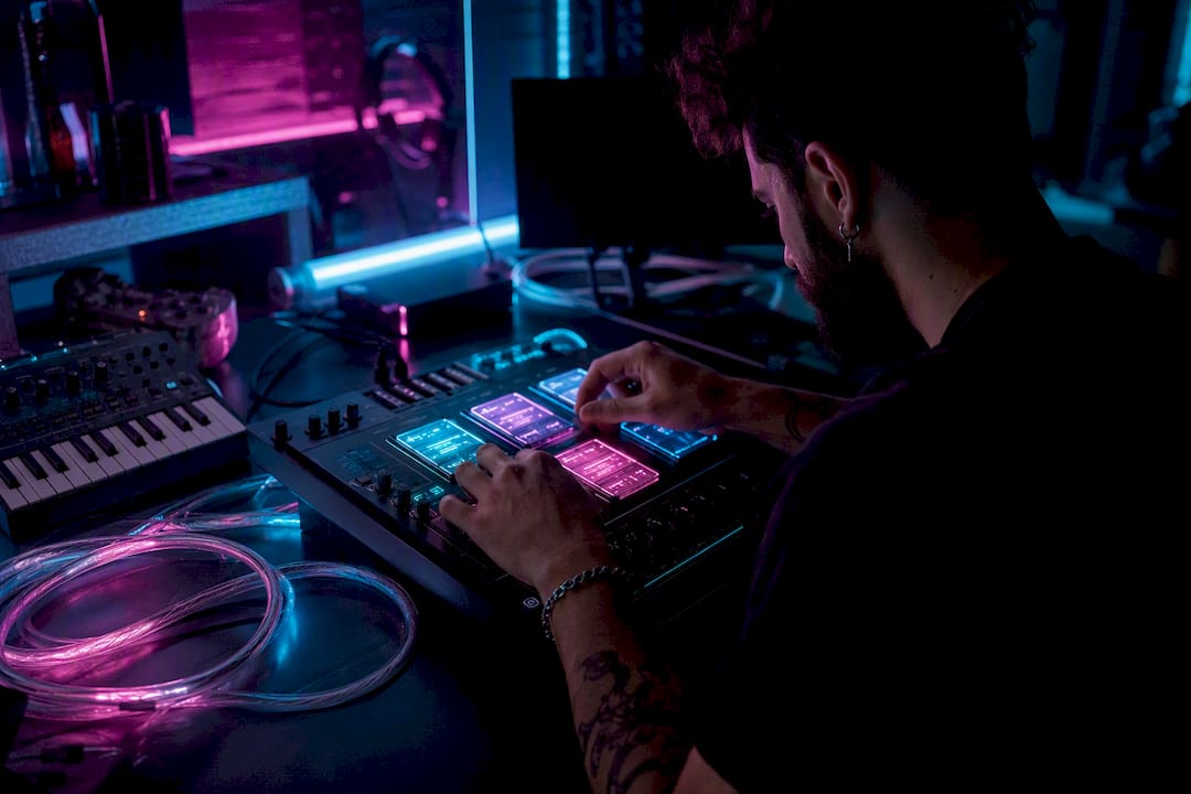 Hands adjusting memory chips on AI device