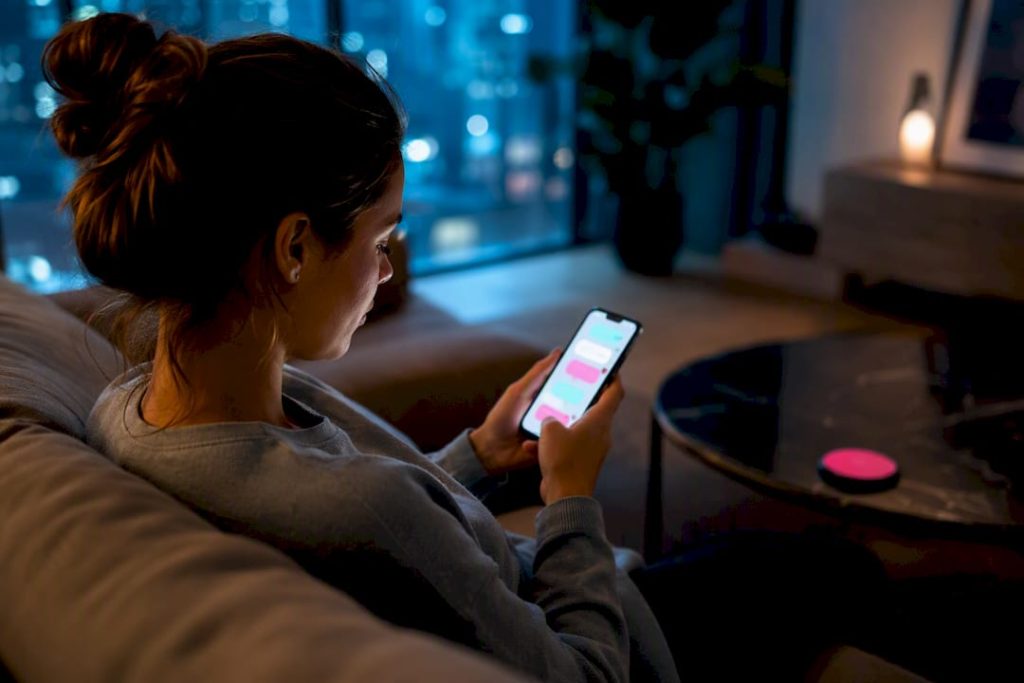Person reading an AI companion conversation