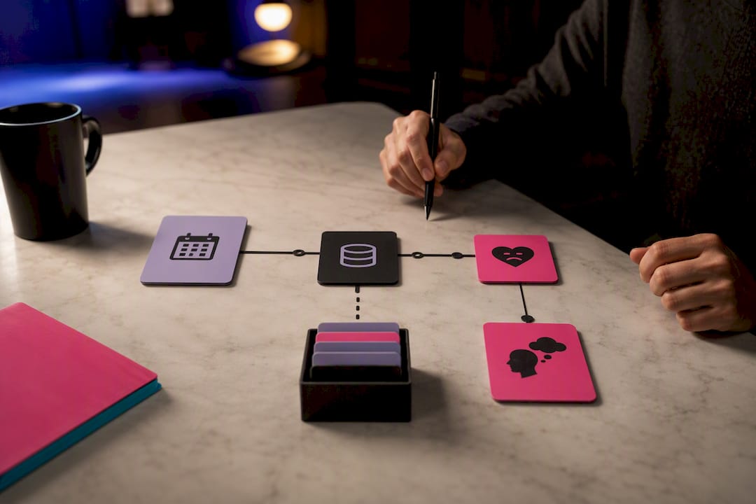 Illustration of connected daily AI check-ins