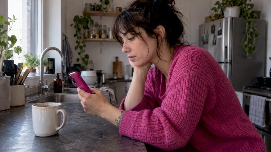 User checking a roleplay chat on phone